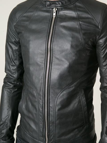 Noora Men's Genuine Lambskin Leather Bomber Jacket Biker Lightweight Leather Outwear Black - Noora International