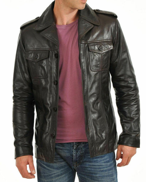 NOORA Men's Genuine Lambskin Leather Jacket Slim fit Biker NI-76 - Noora International