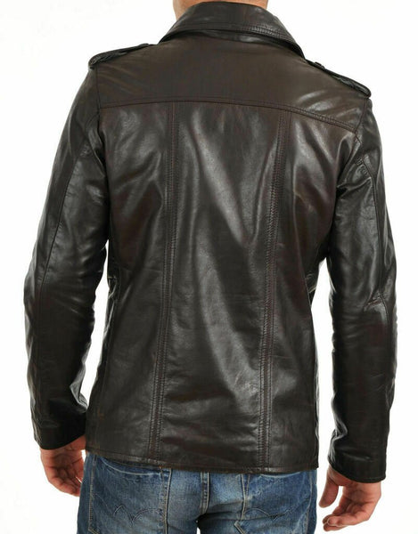 NOORA Men's Genuine Lambskin Leather Jacket Slim fit Biker NI-76 - Noora International