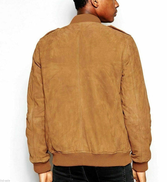 NOORA Mens Genuine lambskin Western wear Suede Leather bomber jacket BS-108 - Noora International