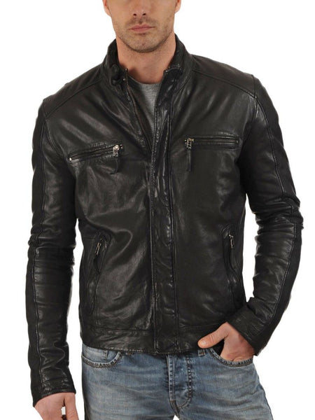 Noora Men's Genuine Sheepskin Leather Jacket | Autumn and Winter Fashion Warm Motorcycle Leather Jacket | Gift for him - Noora International