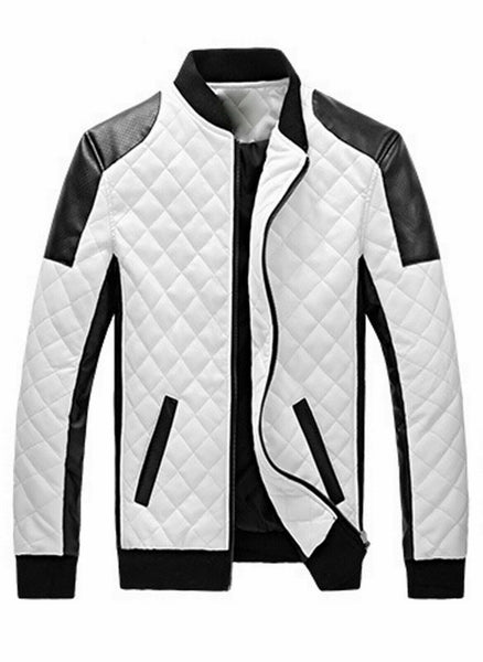 NOORA Mens Handmade Colour Block Quilted Biker Jacket , Bomber Jacket With Zipper & Pocket | ST0131 - Noora International