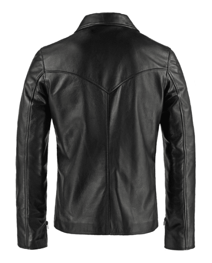 NOORA Men's Lambskin Black Leather Biker Quilted Jacket With Zipper & Pocket | Snap On Collar | Belted Jacket - Noora International