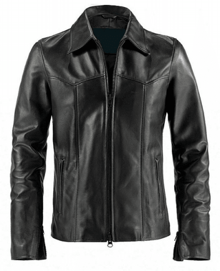 NOORA Men's Lambskin Black Leather Biker Quilted Jacket With Zipper & Pocket | Snap On Collar | Belted Jacket - Noora International