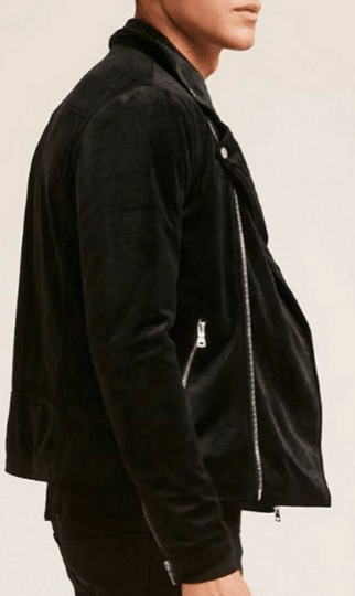 NOORA Mens Lambskin Black Suede Biker Jacket Double Pocket | Snap On Collar | Zip On Sleeves | ST078 - Noora International