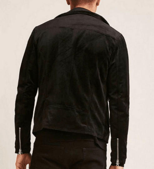 NOORA Mens Lambskin Black Suede Biker Jacket Double Pocket | Snap On Collar | Zip On Sleeves | ST078 - Noora International