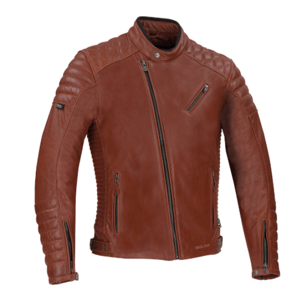 NOORA Mens Lambskin Brick Tan Leather Quilted Jacket With Zipper & Pocket | Zip On Sleeves | ST065 - Noora International
