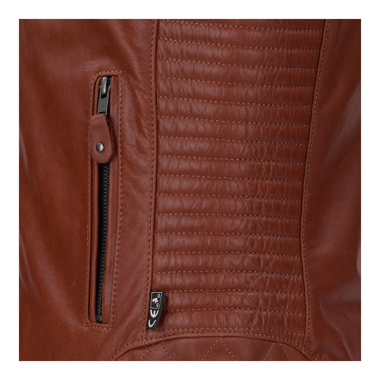 NOORA Mens Lambskin Brick Tan Leather Quilted Jacket With Zipper & Pocket | Zip On Sleeves | ST065 - Noora International