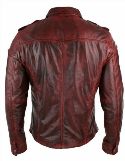 NOORA Mens Lambskin Brown Leather Motorcycle Shirt Jacket With Pocket | Shoulder Strap | ST021 - Noora International