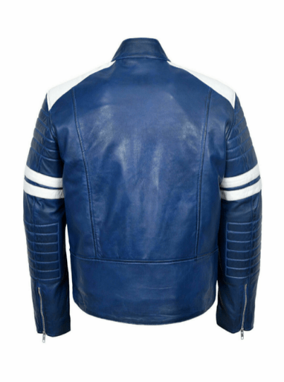 Noora Mens Lambskin Colour Block Quilted Leather Jacket | Jacket with White Strips | ST063 - Noora International