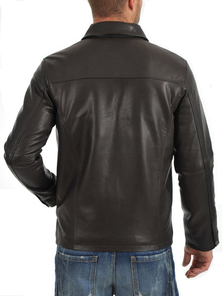 Noora Men's Lambskin Dark Grey Leather Jacket, Casual Design Jacket BS5 - Noora International