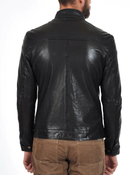 Noora Men’s Lambskin Dark Grey Leather Jacket With Zippers | Casual Biker Jacket - Noora International