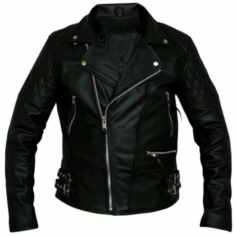 Mens Lambskin Fridge Black Leather Jacket- Night Rider Sheep Leather