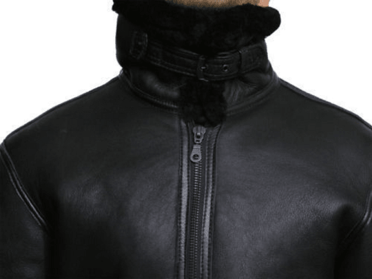 Noora Mens Lambskin Leather Black Biker Racer Jacket With Belted Fur Collar | Black Leather Jacket With Branded YKK Zipper Closure SU0635 - Noora International