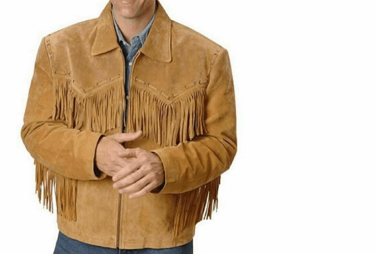 NOORA Men's Lambskin Leather Brown Tan Suede Biker Jacket | Men's Vintage Fringe Jacket | ST016 - Noora International