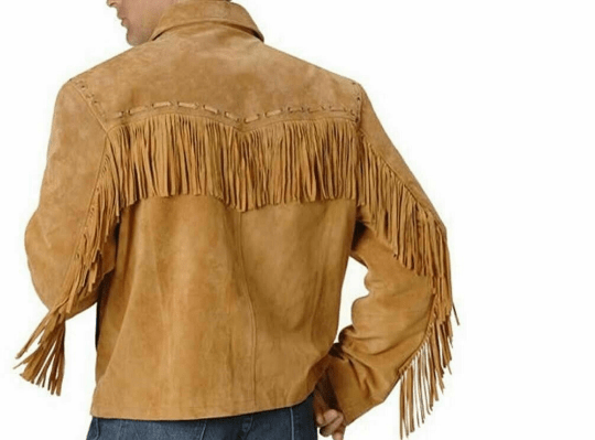 NOORA Men's Lambskin Leather Brown Tan Suede Biker Jacket | Men's Vintage Fringe Jacket | ST016 - Noora International