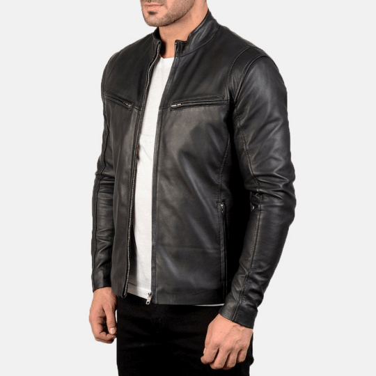 NOORA Mens Lambskin Leather Motorcycle Black Jacket Western Style Zipper Top Quality | ST019 - Noora International