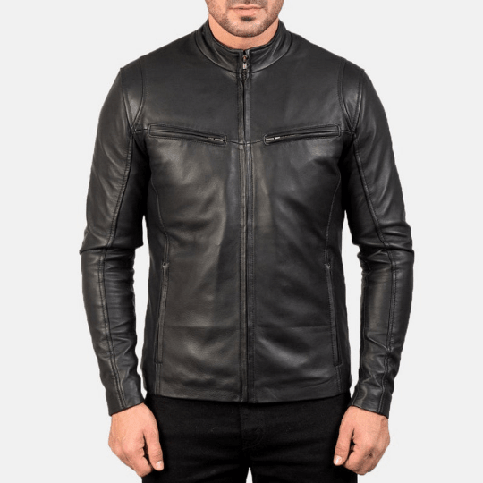 NOORA Mens Lambskin Leather Motorcycle Black Jacket Western Style Zipper Top Quality | ST019 - Noora International