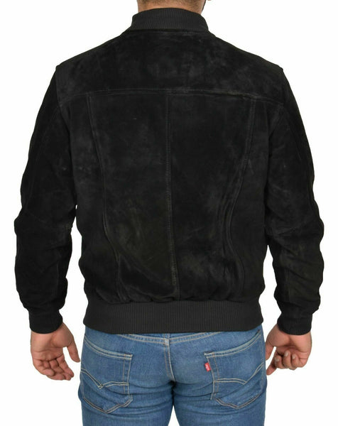 NOORA Mens Lambskin New Black Suede Biker Jacket With Zipper & Pocket | Casual Wear Jacket | ST0124 - Noora International