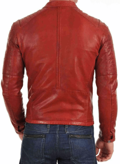 Noora Men's Lambskin Red Leather Biker Jacket With Branded YKK Zipper| Han Solo Red Biker Leather Jacket SU67 - Noora International