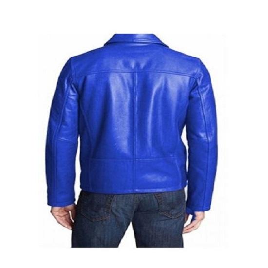 Noora Men's Lambskin Royal Blue Leather Biker Jacket, Motorcycle Slim Fit Leather Jacket, Handmade Blue Leather Jacket - Noora International