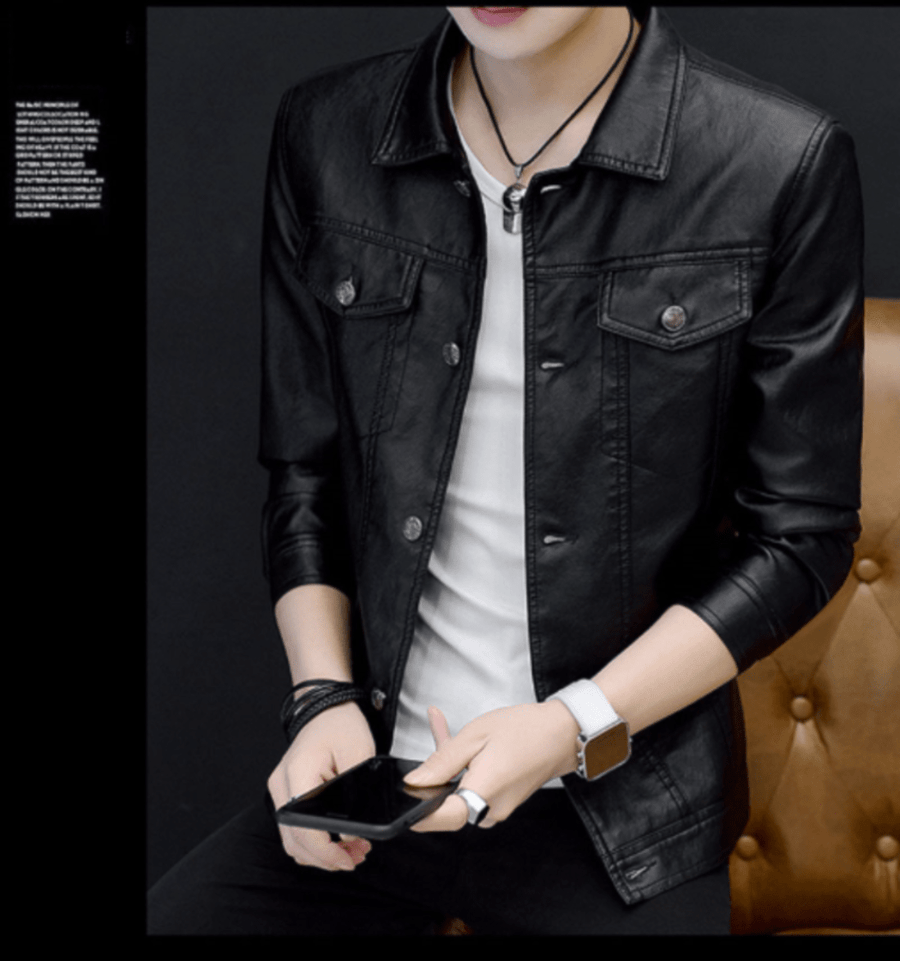 Mens Lambskin Shiny Black Leather Shirt Style Jacket, Casual Party Shirt