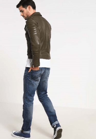 NOORA Men's Leather Jacket Slim Fit Biker Motorcycle Style Lambskin Leather SJ59 - Noora International