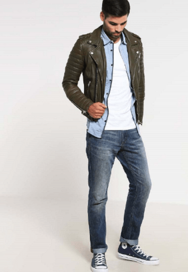NOORA Men's Leather Jacket Slim Fit Biker Motorcycle Style Lambskin Leather SJ59 - Noora International