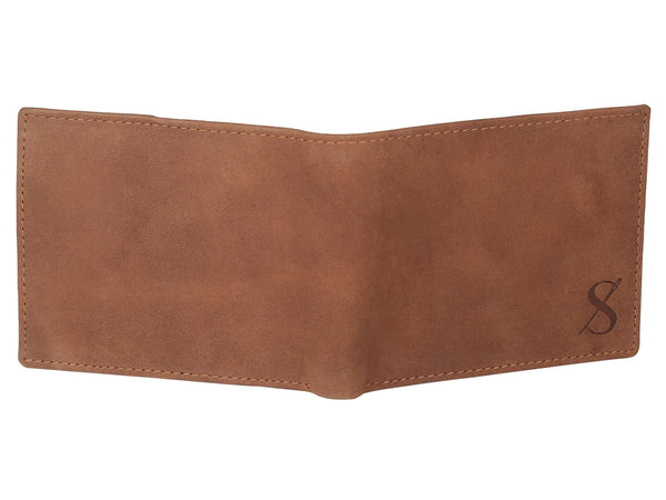 Noora Men's Leather Personalized Custom Tan Brown MONEY WALLET For Men's Vintage Purse Slim Wallet - BS 001 - Noora International