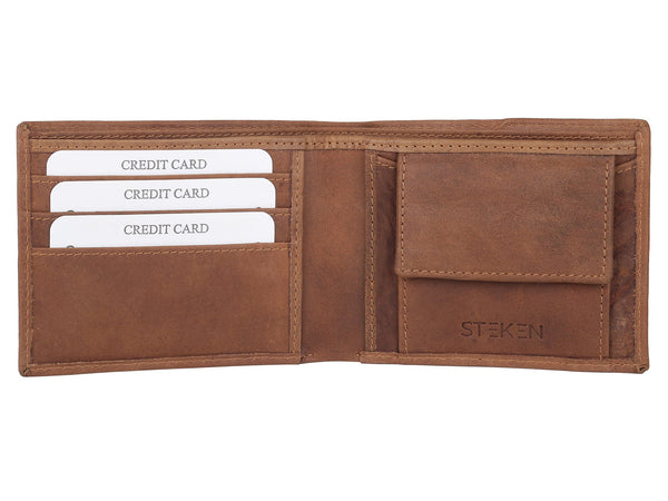 Noora Men's Leather Personalized Custom Tan Brown MONEY WALLET For Men's Vintage Purse Slim Wallet - BS 001 - Noora International