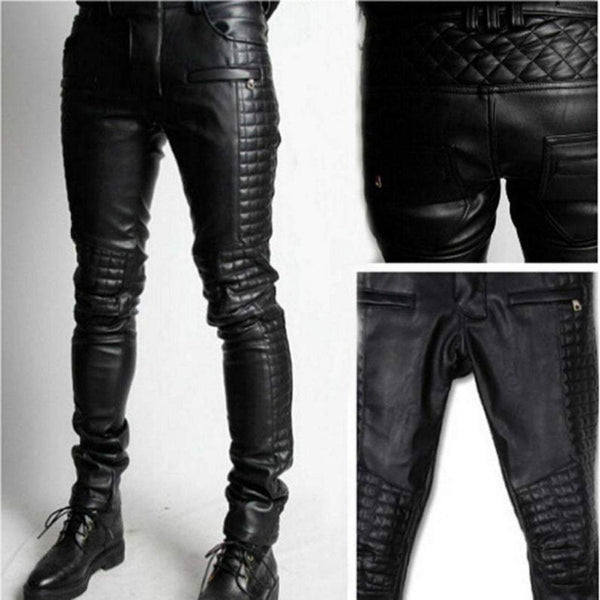 Noora Men's New Genuine Soft Lambskin Leather Pants High Quality Black Pants with Zipper Fridge Motercycle pants WA45 - Noora International