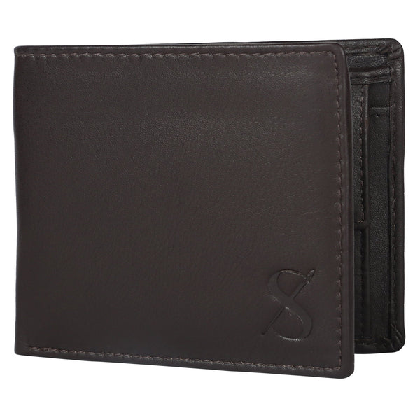 NOORA mens personalized wallet, Custom Engraved Leather Money Clutch bifold Chocolate BROWN Wallet - Noora International