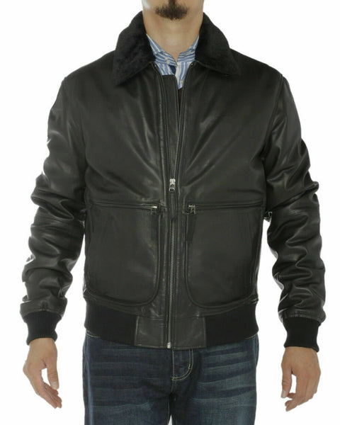 Noora Mens Real Leather Jacket Aviator A-2 Flight Pilot Style Sheepskin Bomber - Noora International