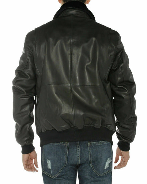 Noora Mens Real Leather Jacket Aviator A-2 Flight Pilot Style Sheepskin Bomber - Noora International