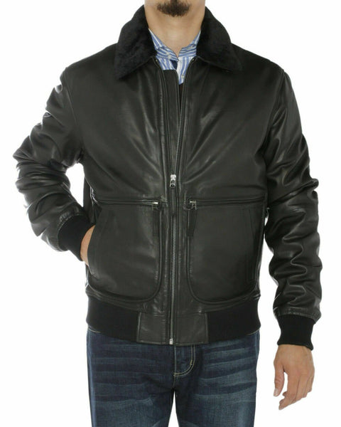 Noora Mens Real Leather Jacket Aviator A-2 Flight Pilot Style Sheepskin Bomber - Noora International
