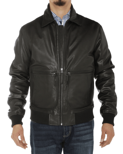Noora Mens Real Leather Jacket Aviator A-2 Flight Pilot Style Sheepskin Bomber - Noora International