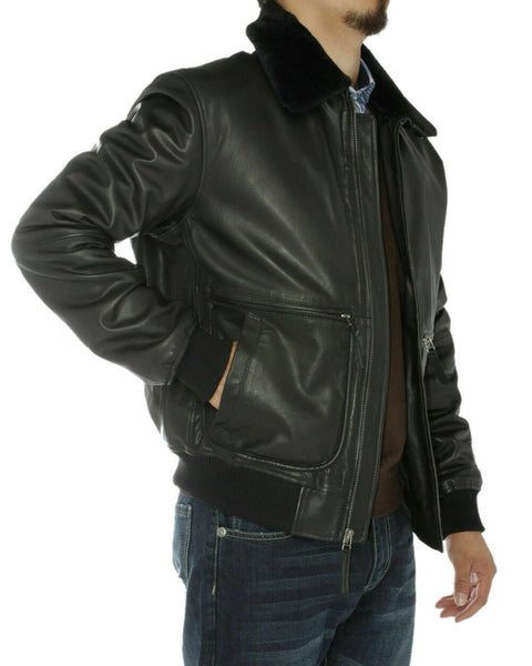 Noora Mens Real Leather Jacket Aviator A-2 Flight Pilot Style Sheepskin Bomber - Noora International