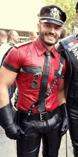 Noora Mens Red & Black Combination Police Style Leather Shirt With Snap Closure| Military Uniform Leather Shirt| RT896 - Noora International