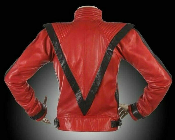 Noora Men's Red Real Lambskin Leather Jacket, Inspired By Michael Jackson Style - Noora International