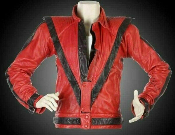 Noora Men's Red Real Lambskin Leather Jacket, Inspired By Michael Jackson Style - Noora International