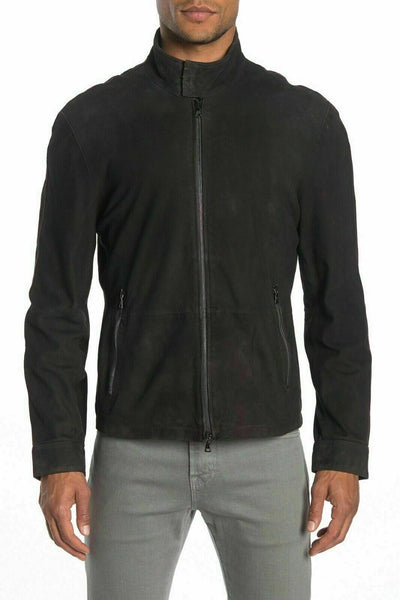 NOORA Mens Vintage Real Leather Black Suede Leather Zip Front Jacket Retro Style S2 - Noora International