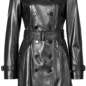 NOORA New 100% Real Lambskin Vintage Leather Long Trench Coat Heavy Black Leather coat Long Sleeve New Stylish Coat For Christmas NR2 - Noora International