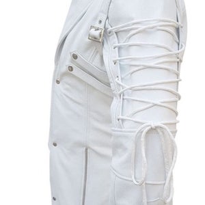NOORA NEW Classic Men's Casual Overcoat Style with buttons And Zip White Real Leather Trench Coat Gift for him SB125 - Noora International