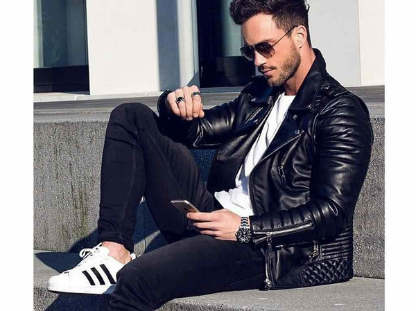 NOORA New Fashion Mens Leather Jackets Coats Slim Leather Motorcycle Biker NI-48 - Noora International