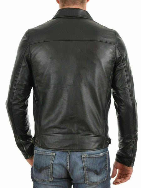 NOORA New Fashion Style Black Men's Leather Slim fit Biker Jacket SP535 - Noora International