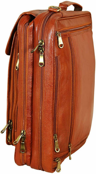 NOORA New Genuine 18 inc Mango Tan Leather Messenger Bag Shoulder Laptop Bag WA245 - Noora International