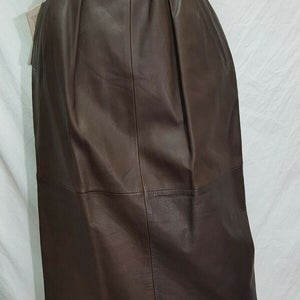NOORA New Handmade Women Natural Lambskin Leather Knee length Brown Skirt Women Formal Wear WA41 - Noora International