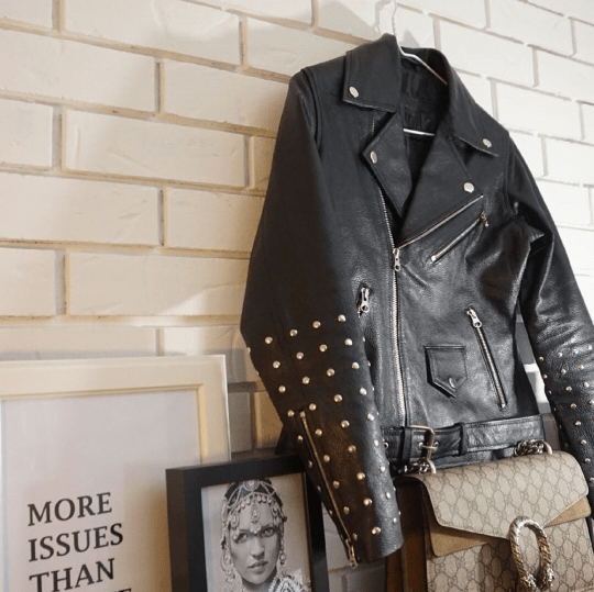Noora New Handmade Women's Black Stylish Studded Style Lambskin Leather Jacket With Long Sleeves, Belt & Metal Snaps UN024 - Noora International