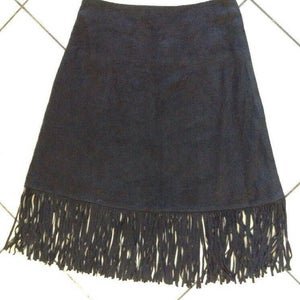NOORA New Ladies Black Leather Skirt Celebrity Runway Genuine Lambskin Suede Leather Tiered Layer Fringe Tassel Skirt Midi Pencil WA39 - Noora International