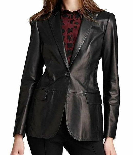 Noora New Ladies Genuine Lambskin Leather BLAZER Jacket - Noora International